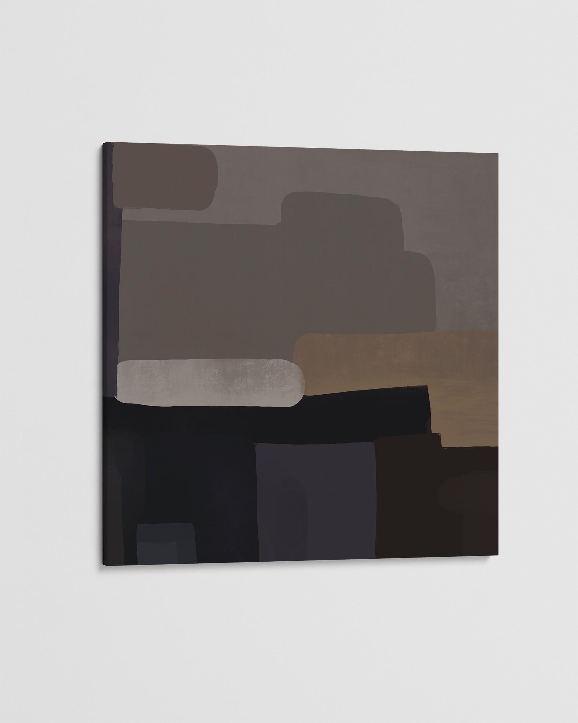 Abstract art piece with geometric shapes on a light gray background