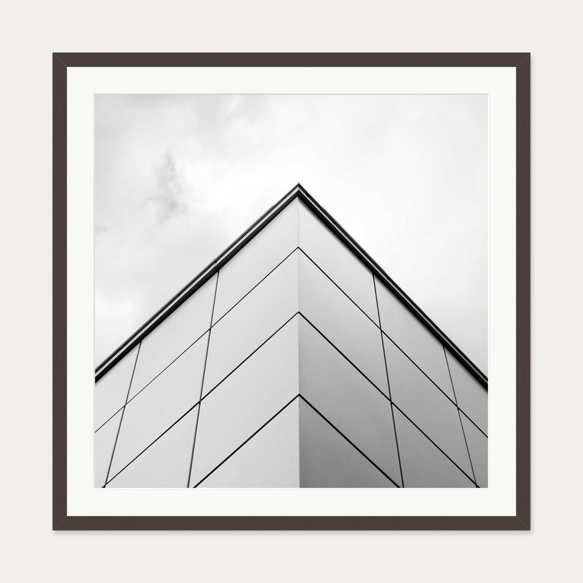Monochrome Architecture Art Print — 70 x 70 cm — Brown Frame