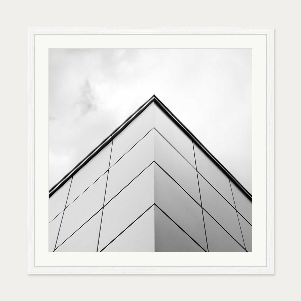 Monochrome Architecture Art Print — 70 x 70 cm — White Frame