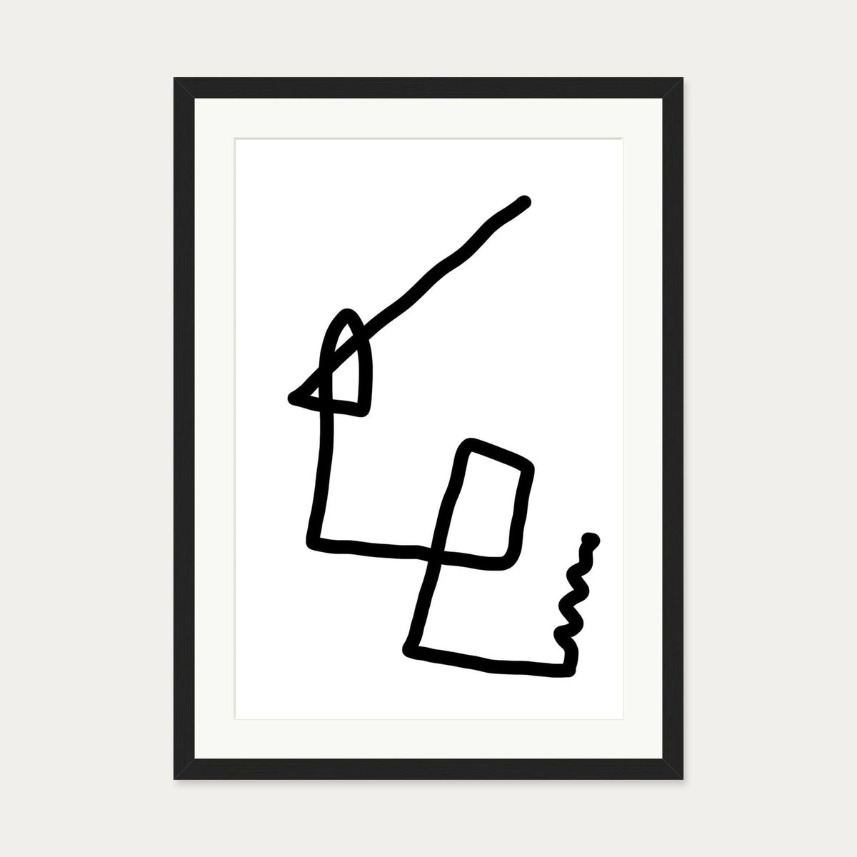 Monochrome Fold Abstract Art Print — 50 x 70 cm — Black Frame