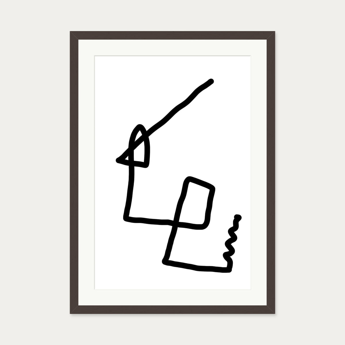 Monochrome Fold Abstract Art Print — 50 x 70 cm — Brown Frame