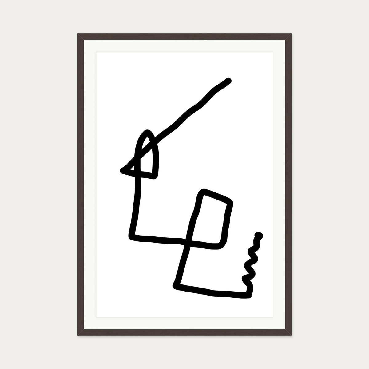 Monochrome Fold Abstract Art Print — 70 x 100 cm — Brown Frame
