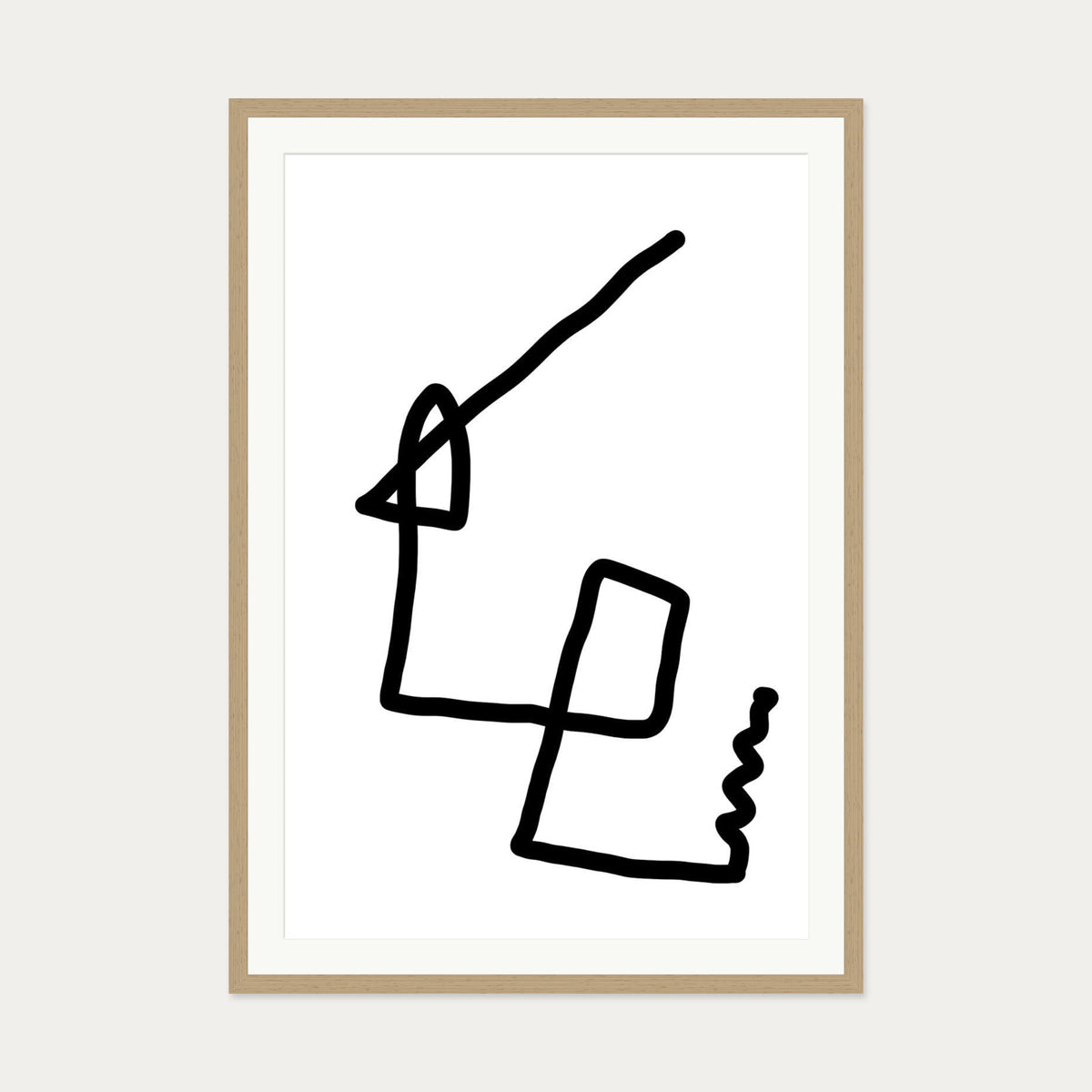Monochrome Fold Abstract Art Print — 70 x 100 cm — Oak Frame