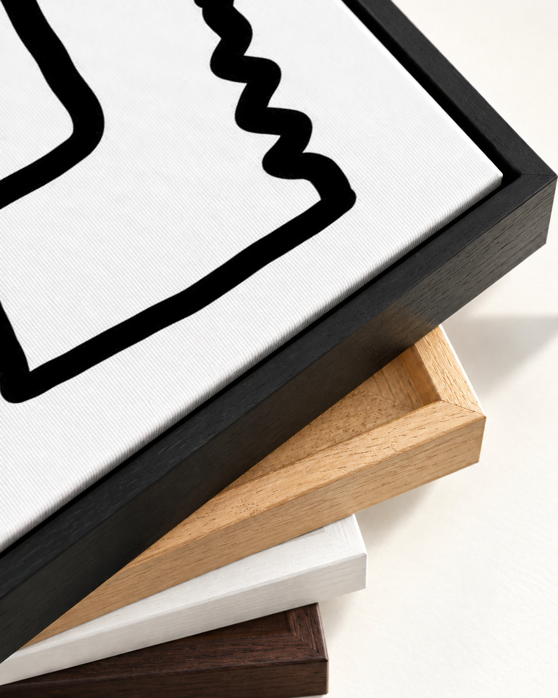 Monochrome Fold Canvas Art — framed canvas corner and wrapped canvas detail