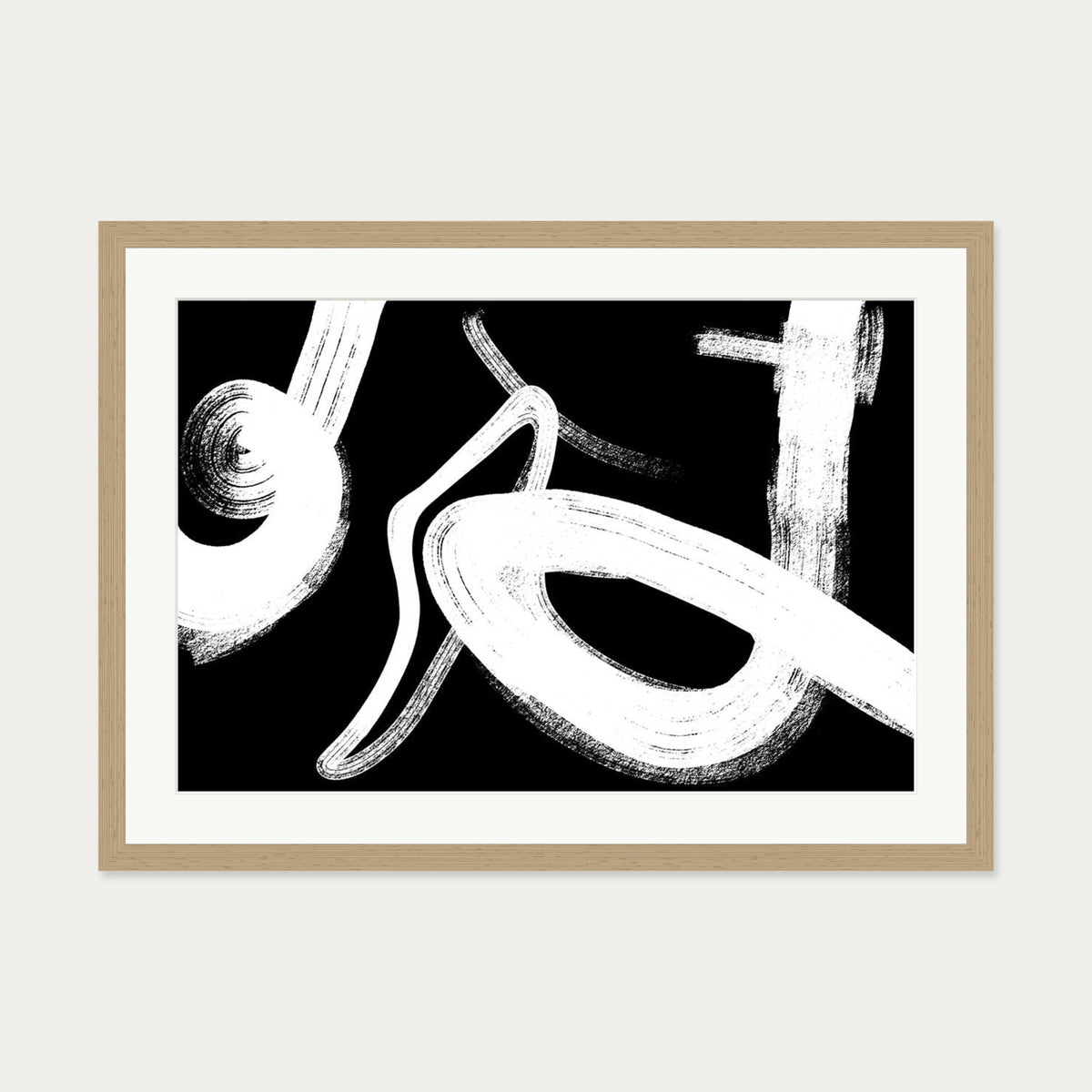 Monochrome Light Art Print — 50 x 70 cm — Oak Frame
