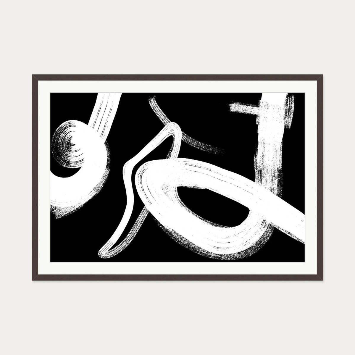 Monochrome Light Art Print — 70 x 100 cm — Brown Frame