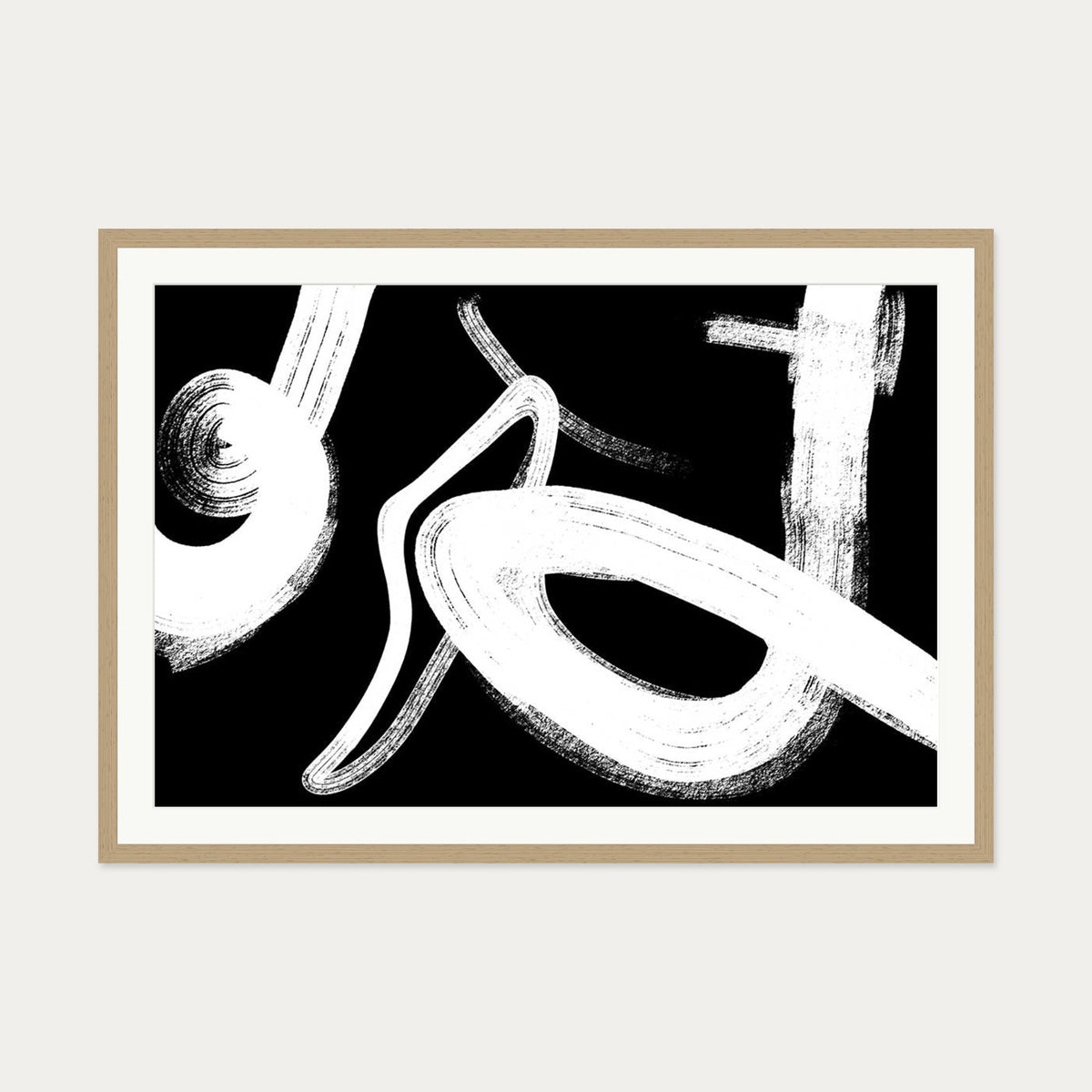 Monochrome Light Art Print — 70 x 100 cm — Oak Frame