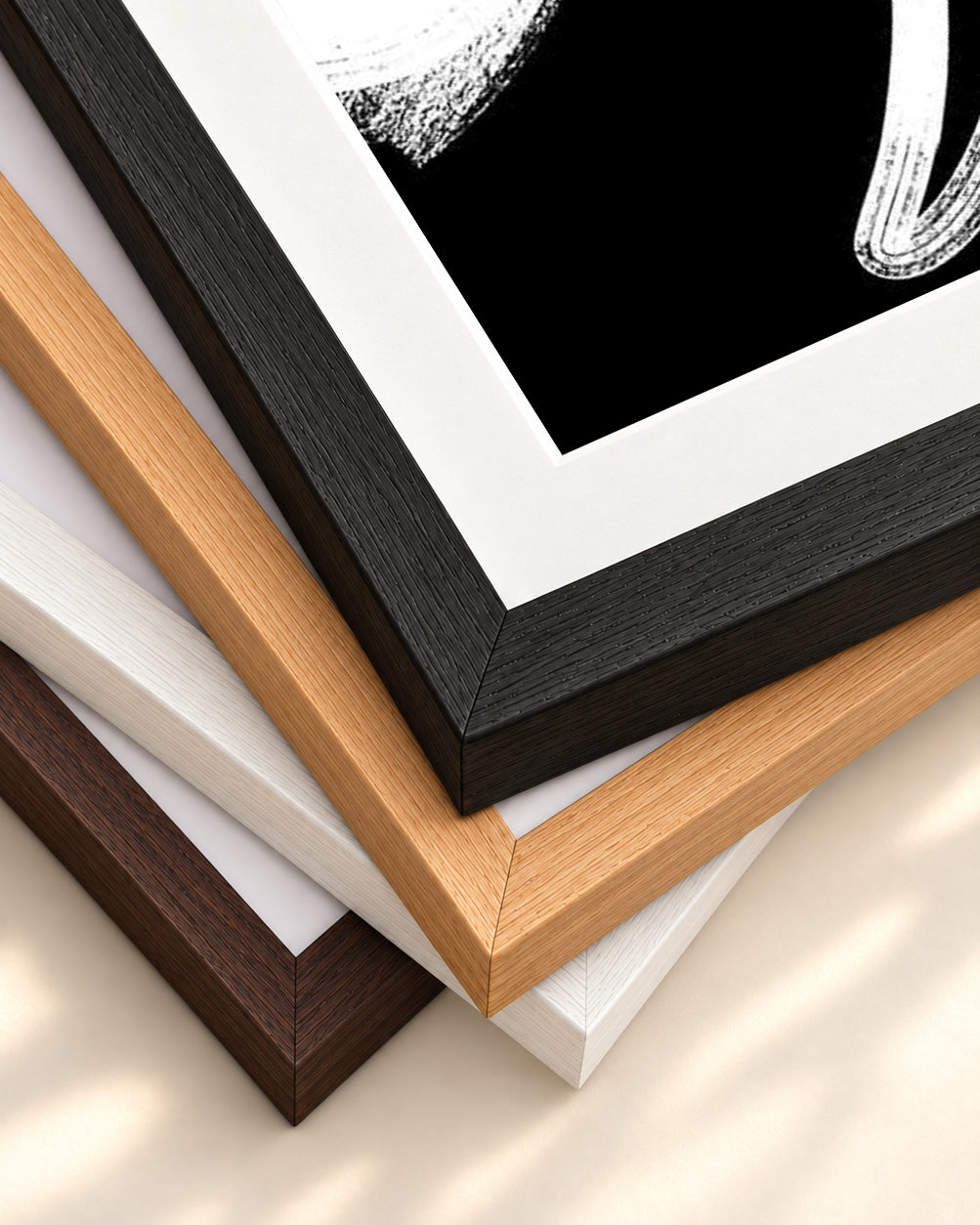 Monochrome Light Art Print — framed print corner with 5 cm mount and bevel