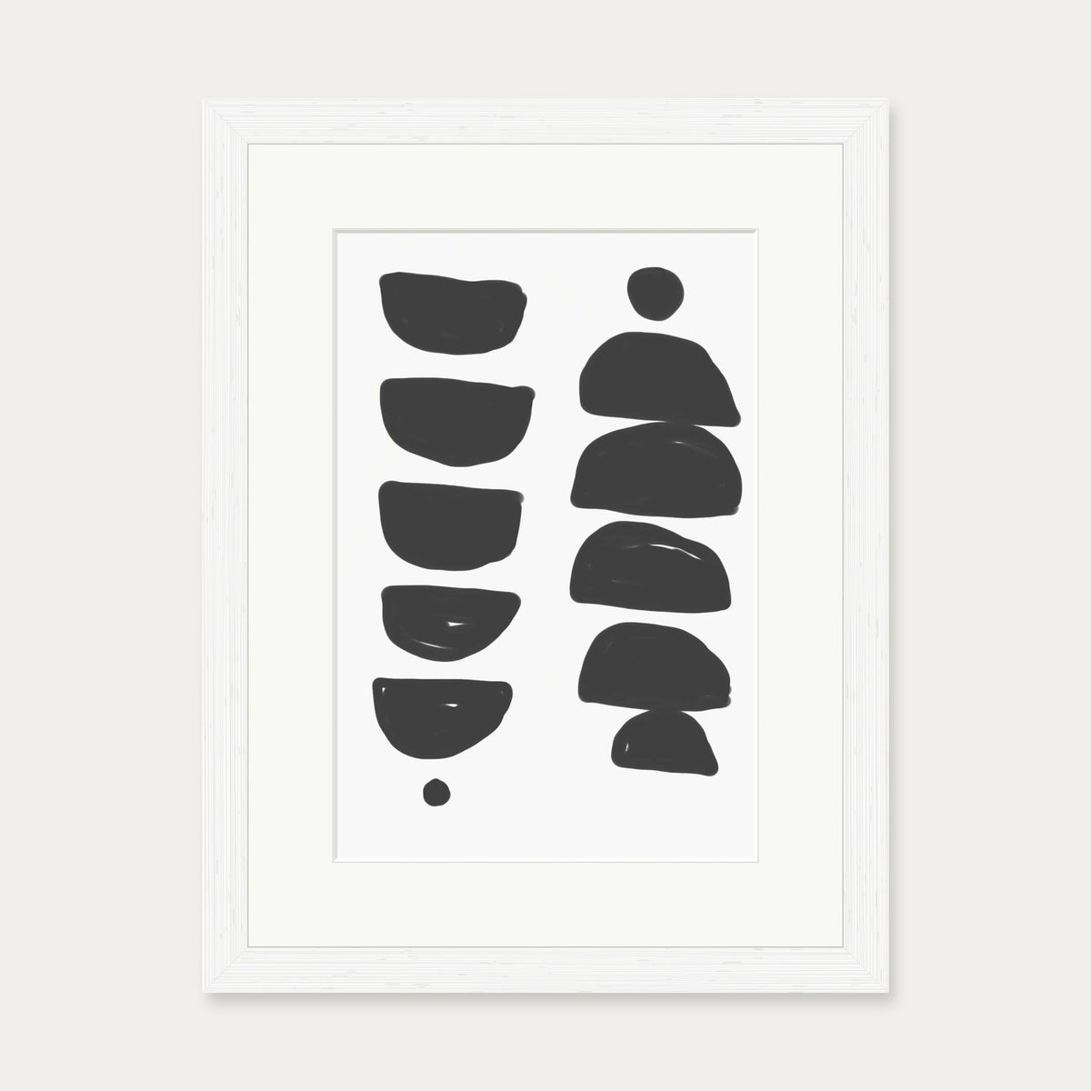 Monochrome Mid Century Art Print — 30 x 40 cm — White Frame