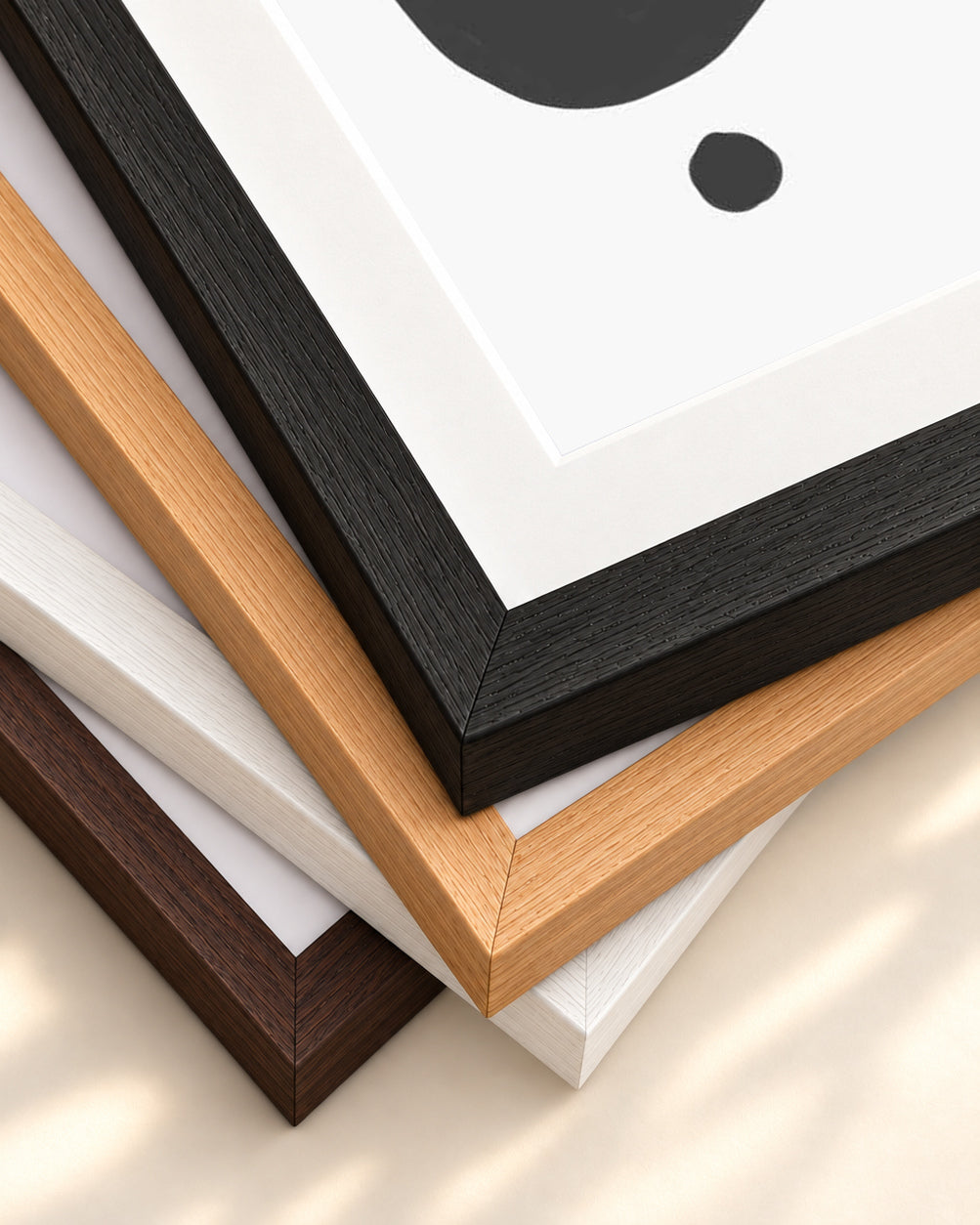 Monochrome Mid Century Art Print — framed print corner with 5 cm mount and bevel