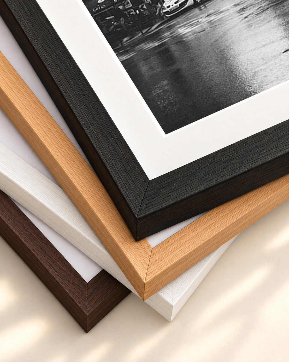 Monochrome Moulin Rouge Art Print — framed print corner with 5 cm mount and bevel