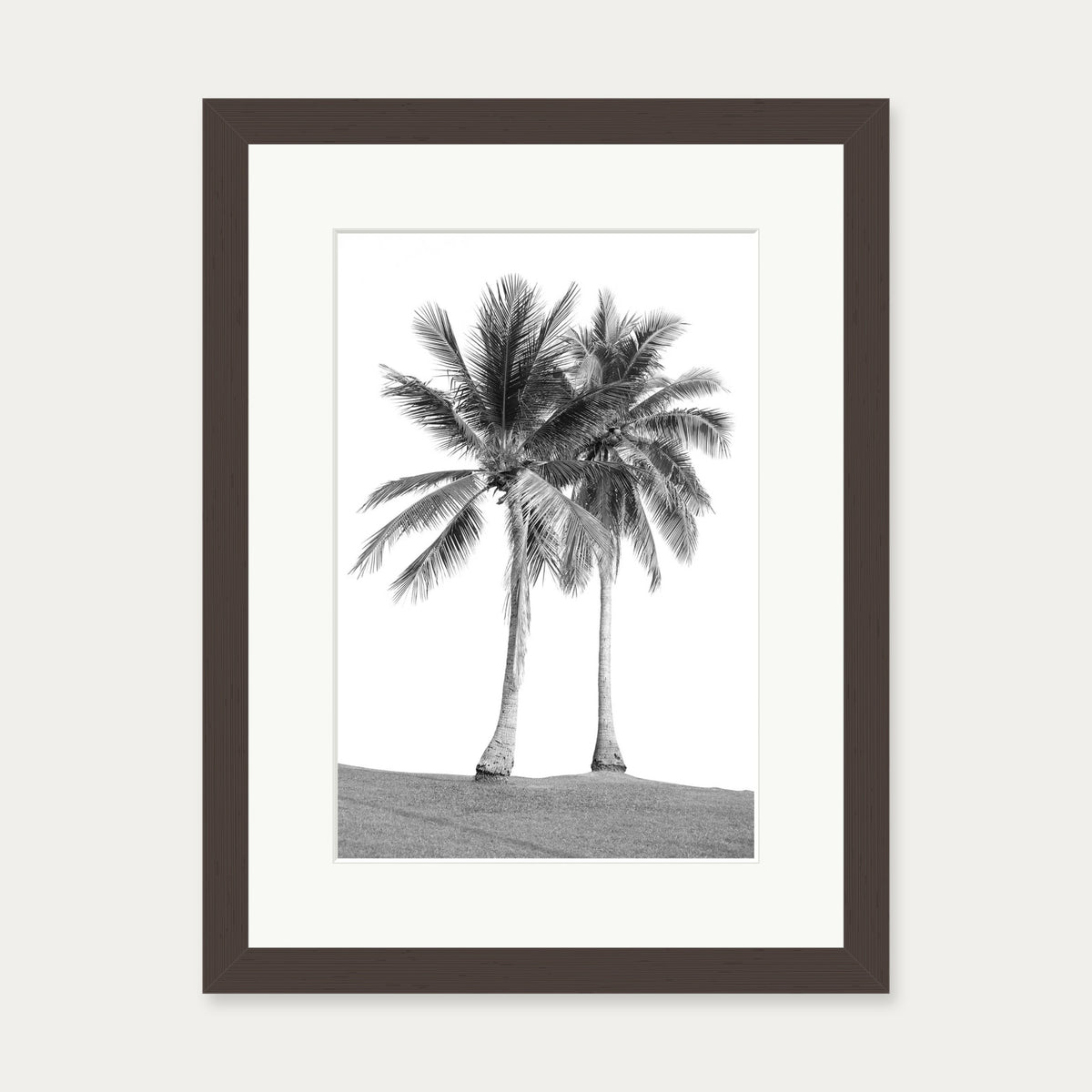 Monochrome Palms Wall Art Print — 30 x 40 cm — Brown Frame