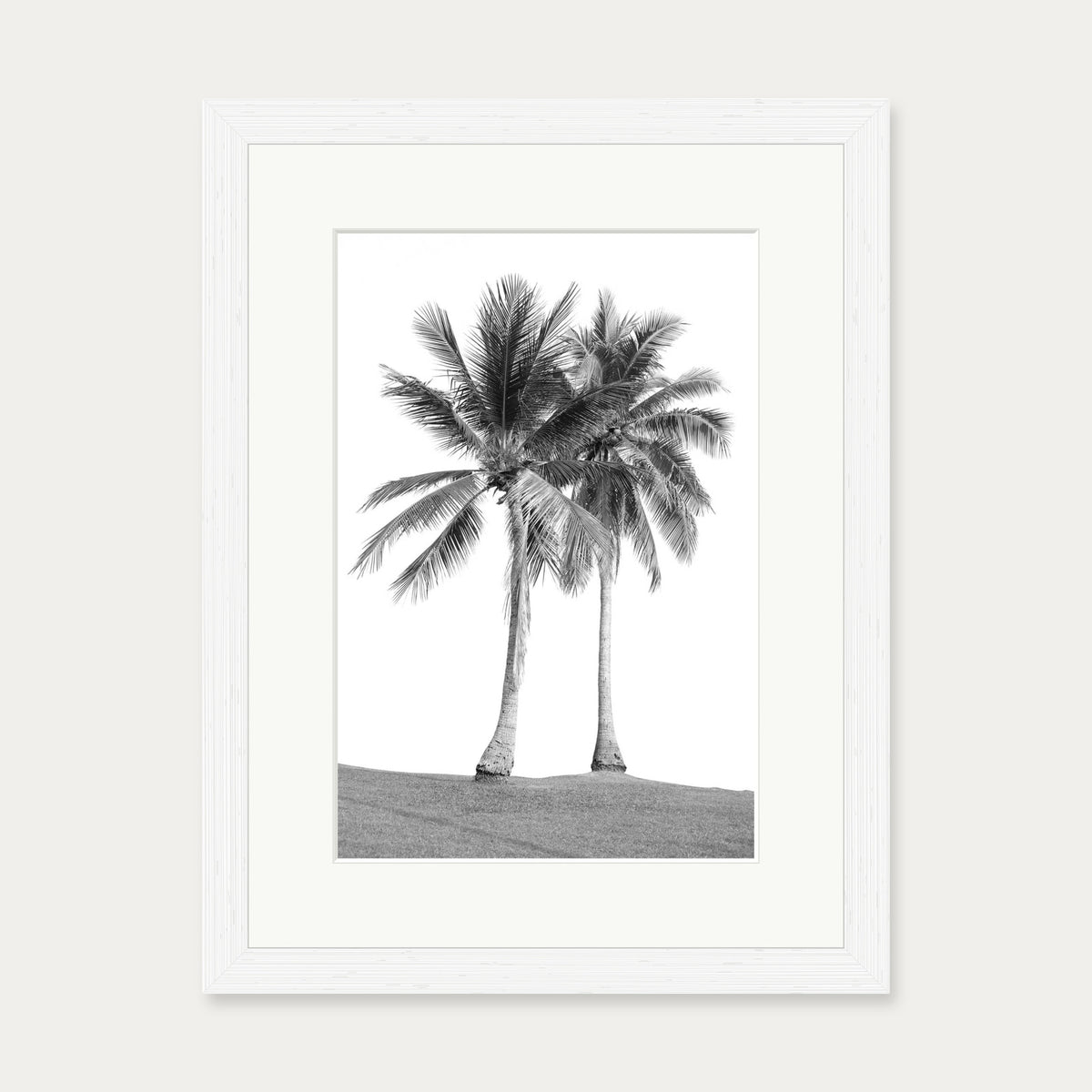 Monochrome Palms Wall Art Print — 30 x 40 cm — White Frame
