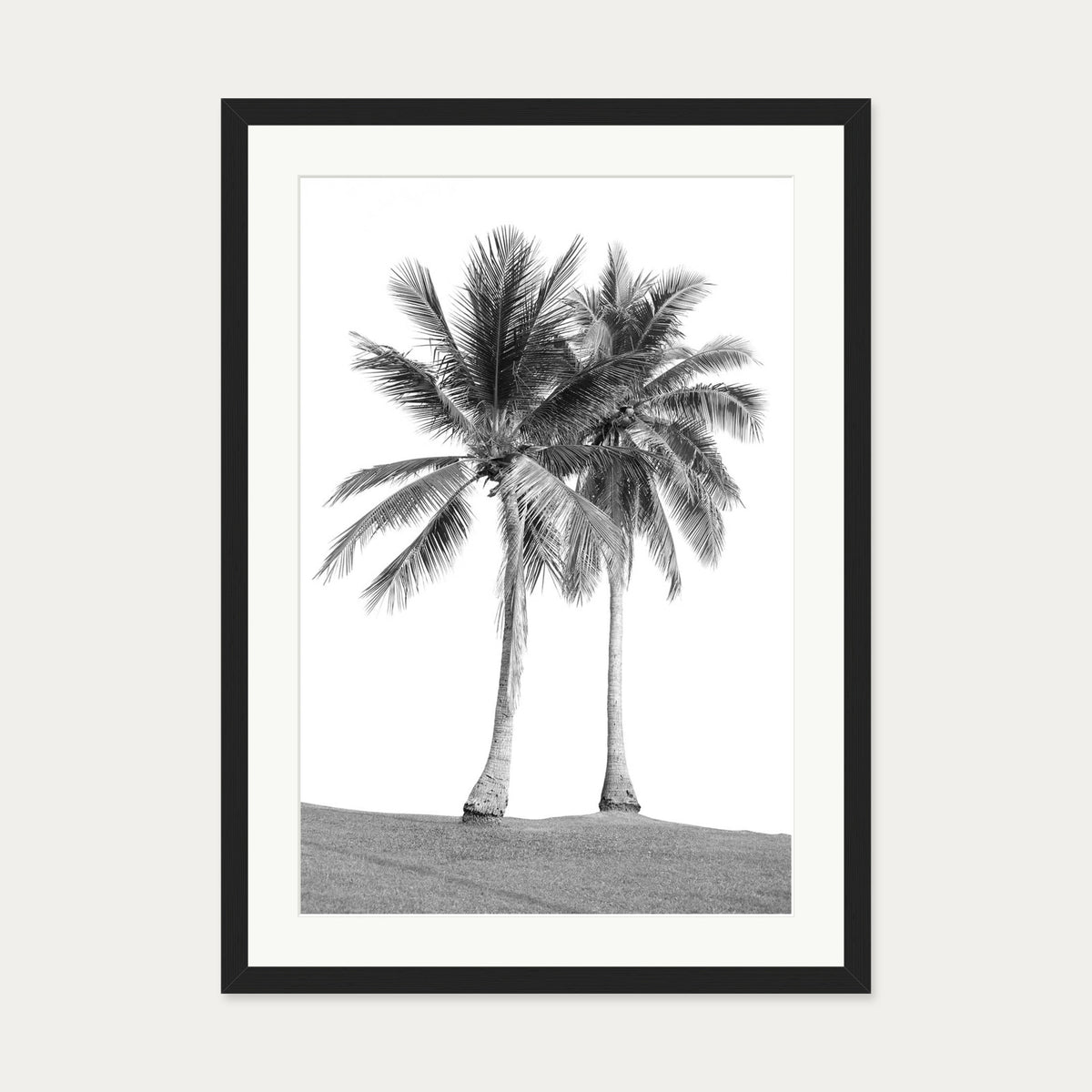 Monochrome Palms Wall Art Print — 50 x 70 cm — Black Frame