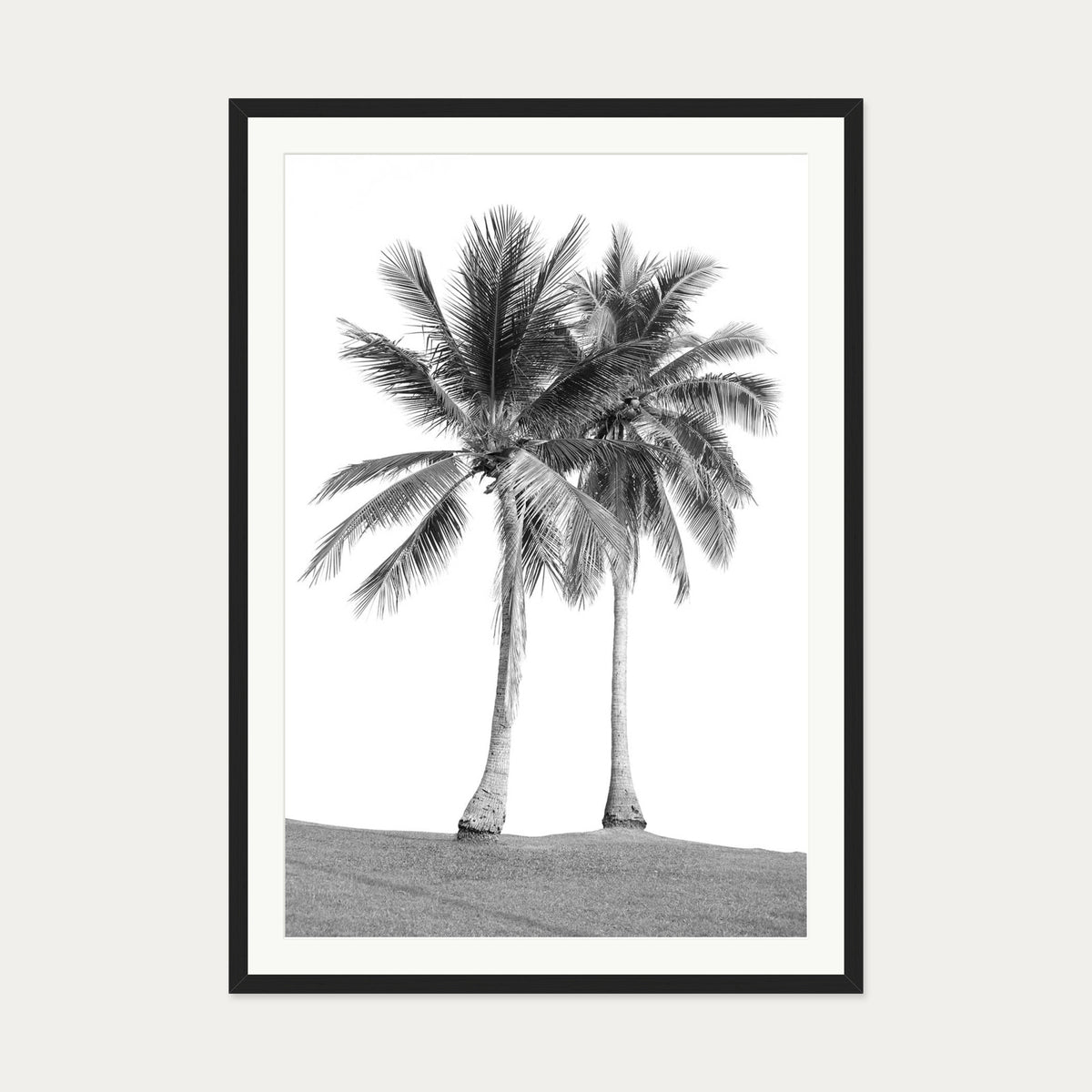 Monochrome Palms Wall Art Print — 70 x 100 cm — Black Frame