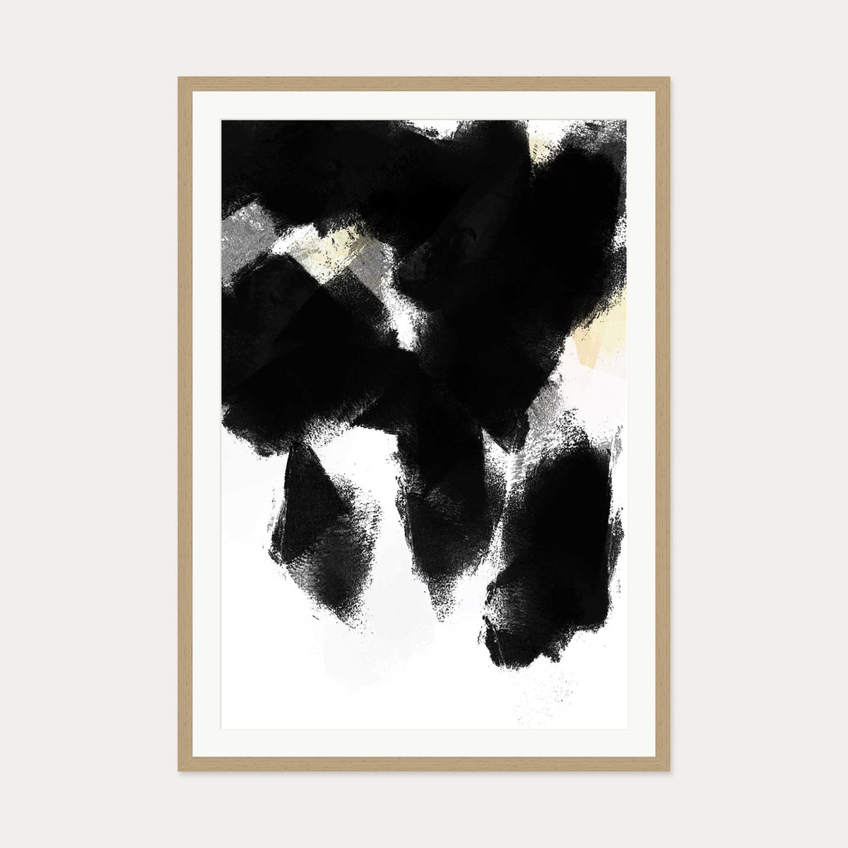 Monochrome Shades Art Print — 70 x 100 cm — Oak Frame