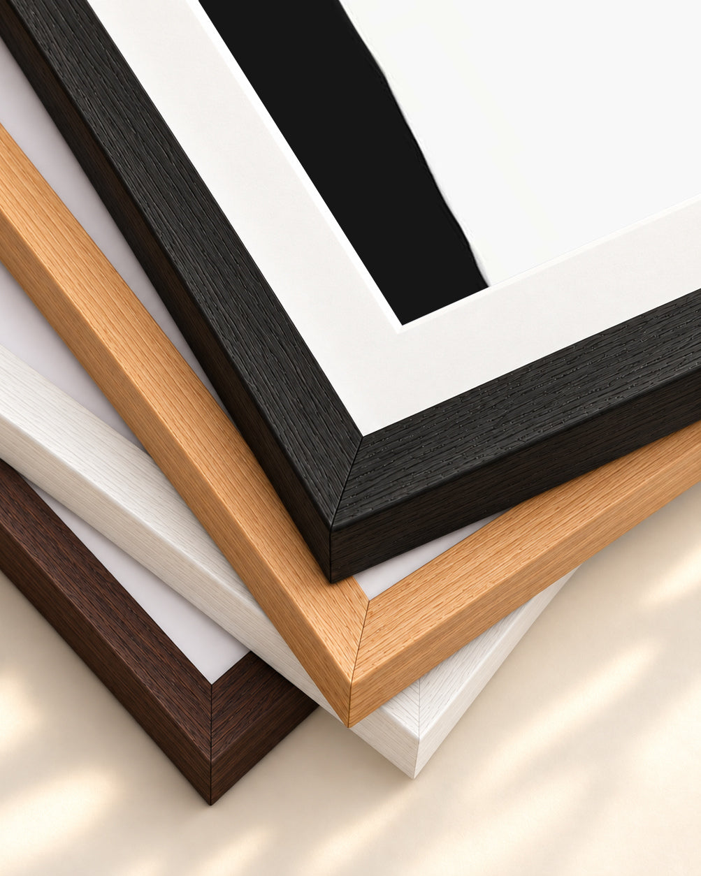 Monochrome Shape Art Print — framed print corner with 5 cm mount and bevel