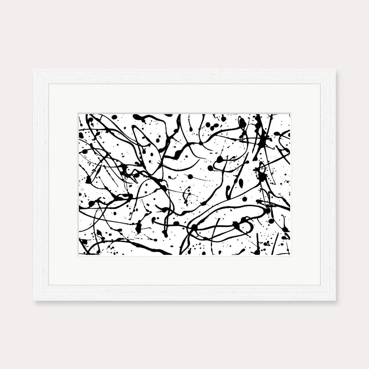 Monochrome Splatter II Art Print — 30 x 40 cm — White Frame