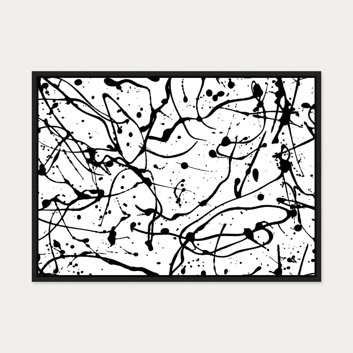 Monochrome Splatter II Canvas Art — 50 x 70 cm — Black Frame