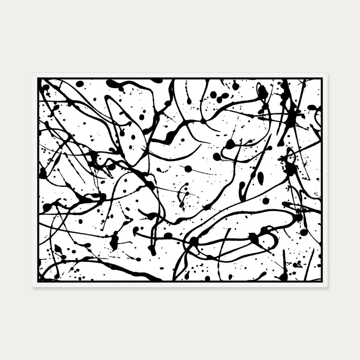 Monochrome Splatter II Canvas Art — 50 x 70 cm — White Frame