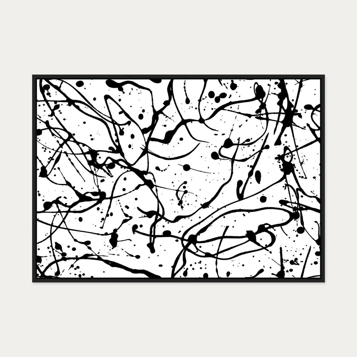 Monochrome Splatter II Canvas Art — 70 x 100 cm — Black Frame