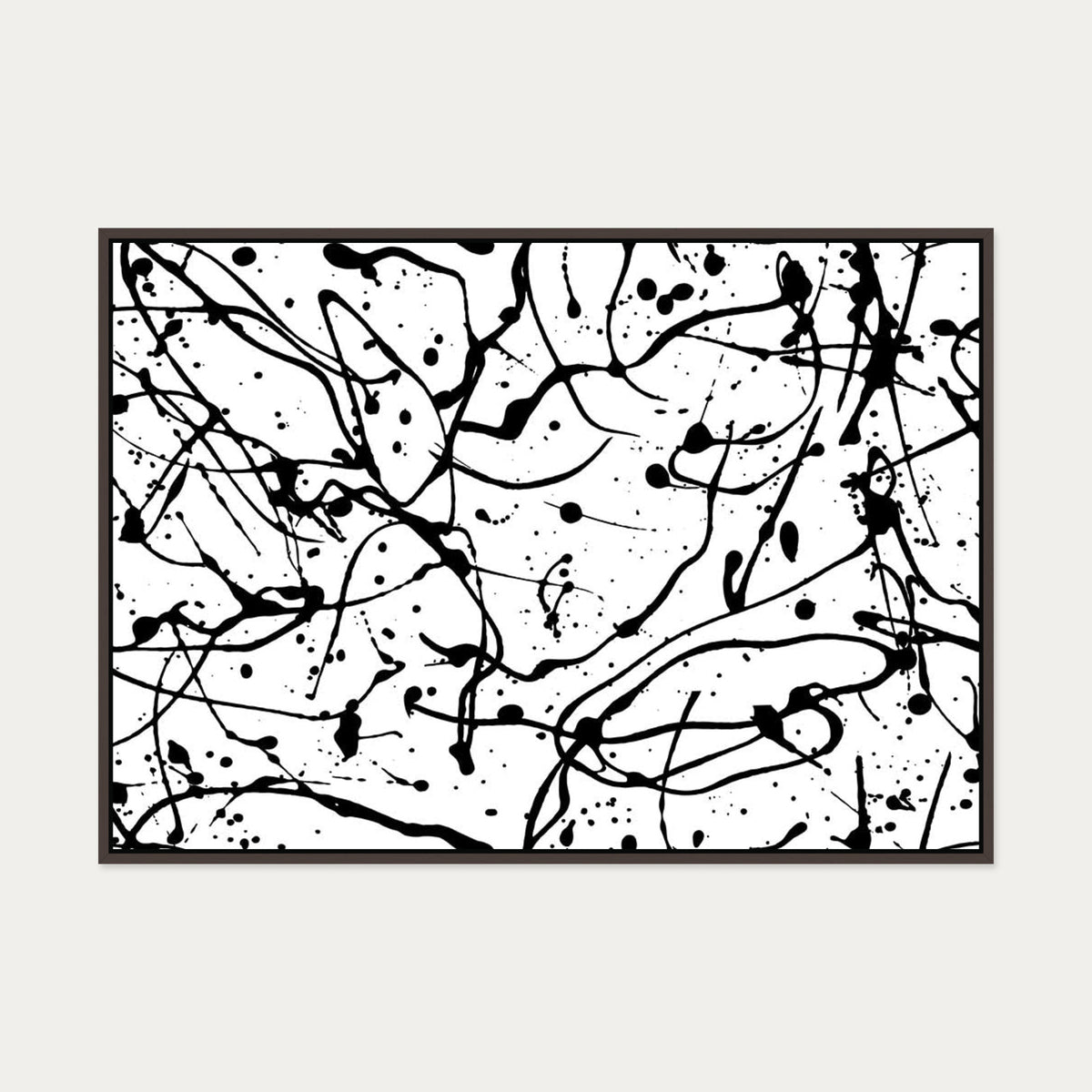 Monochrome Splatter II Canvas Art — 70 x 100 cm — Brown Frame