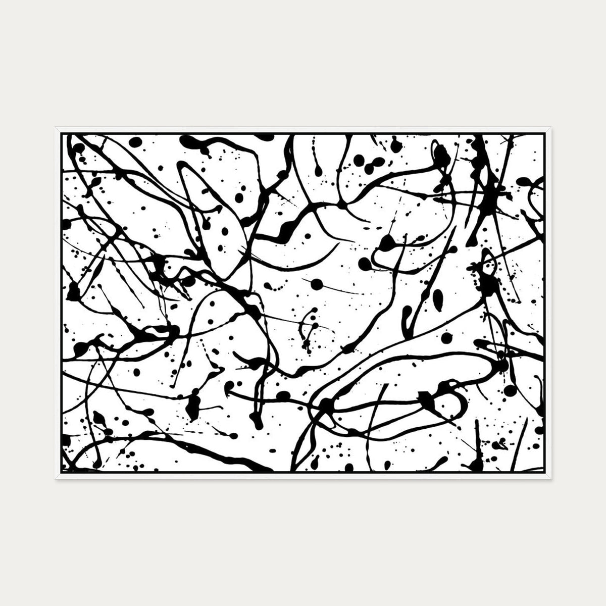 Monochrome Splatter II Canvas Art — 70 x 100 cm — White Frame