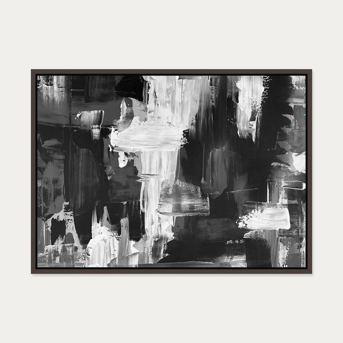 Monochrome Waterfall Canvas Art — 50 x 70 cm — Brown Frame