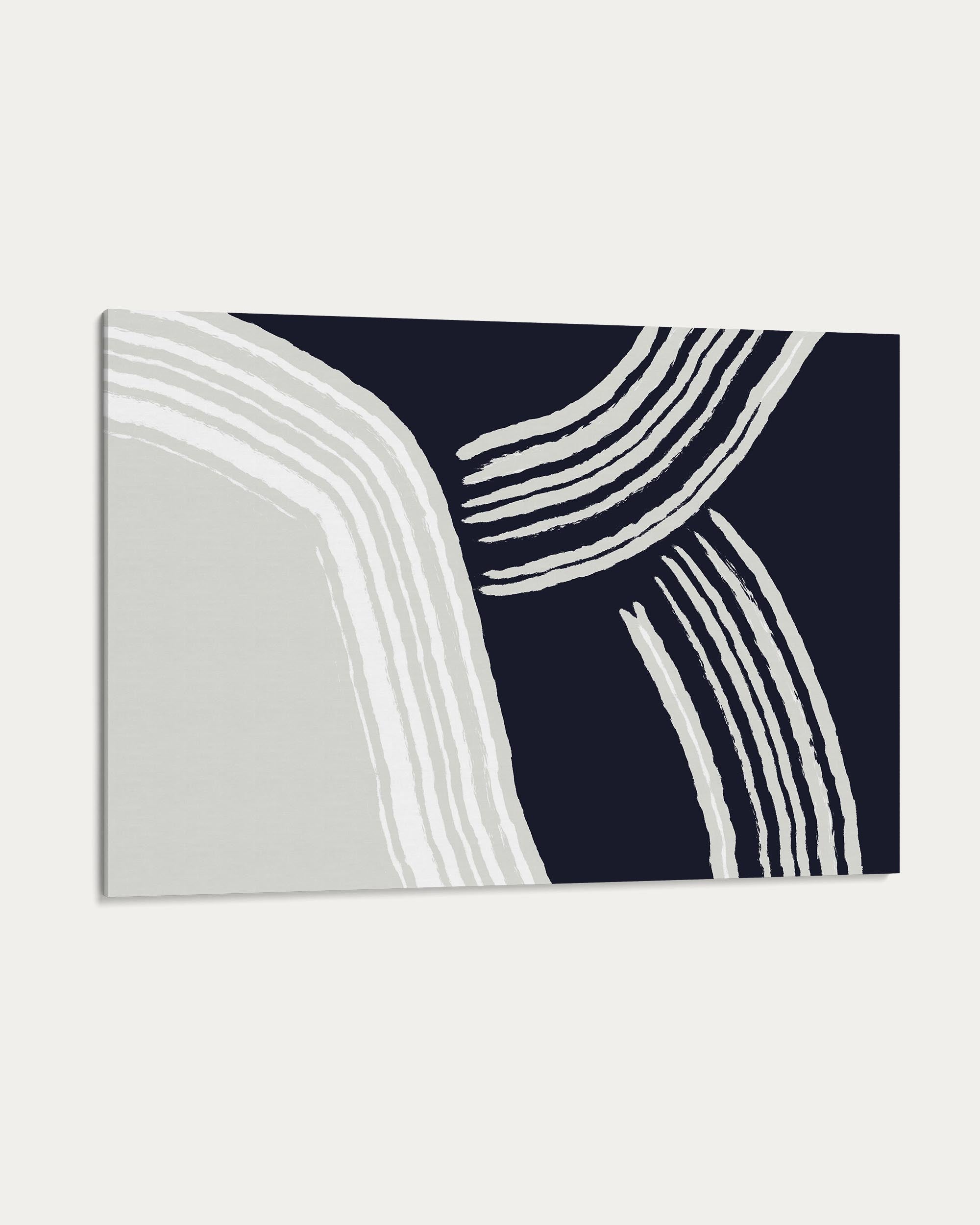 Navy Retro Curve Canvas Art Art