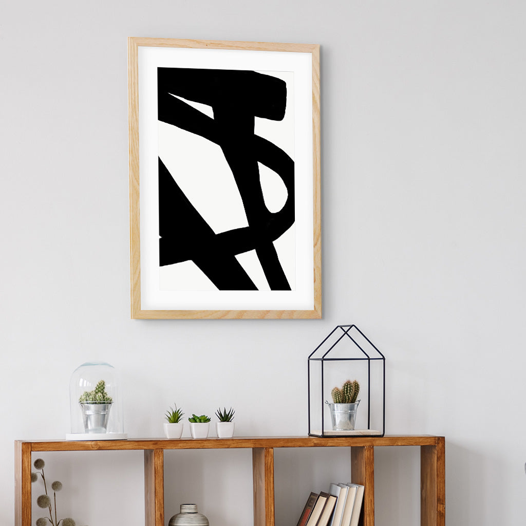 Black Line Art Abstract Framed Art