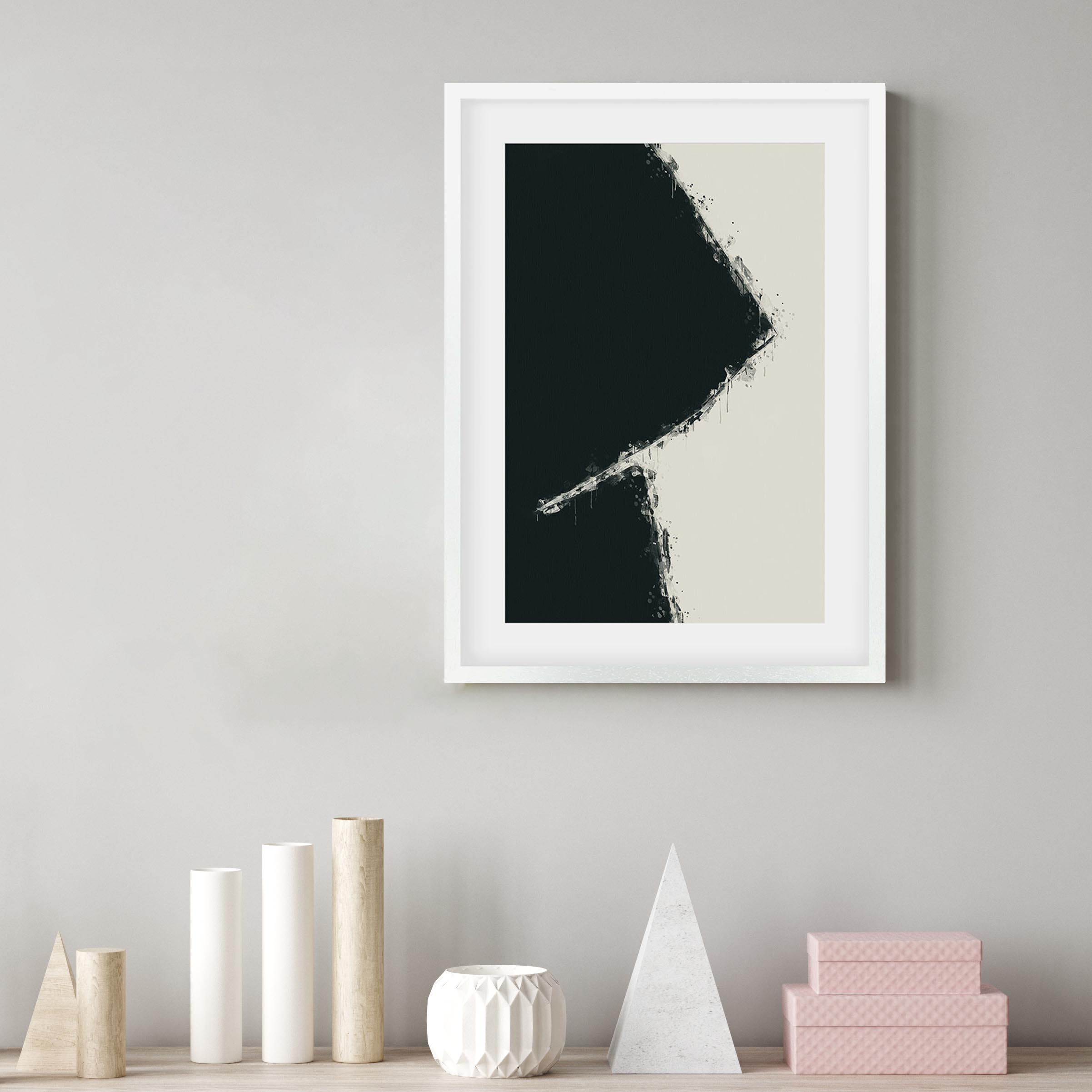 Black Geometric Shape Framed Art