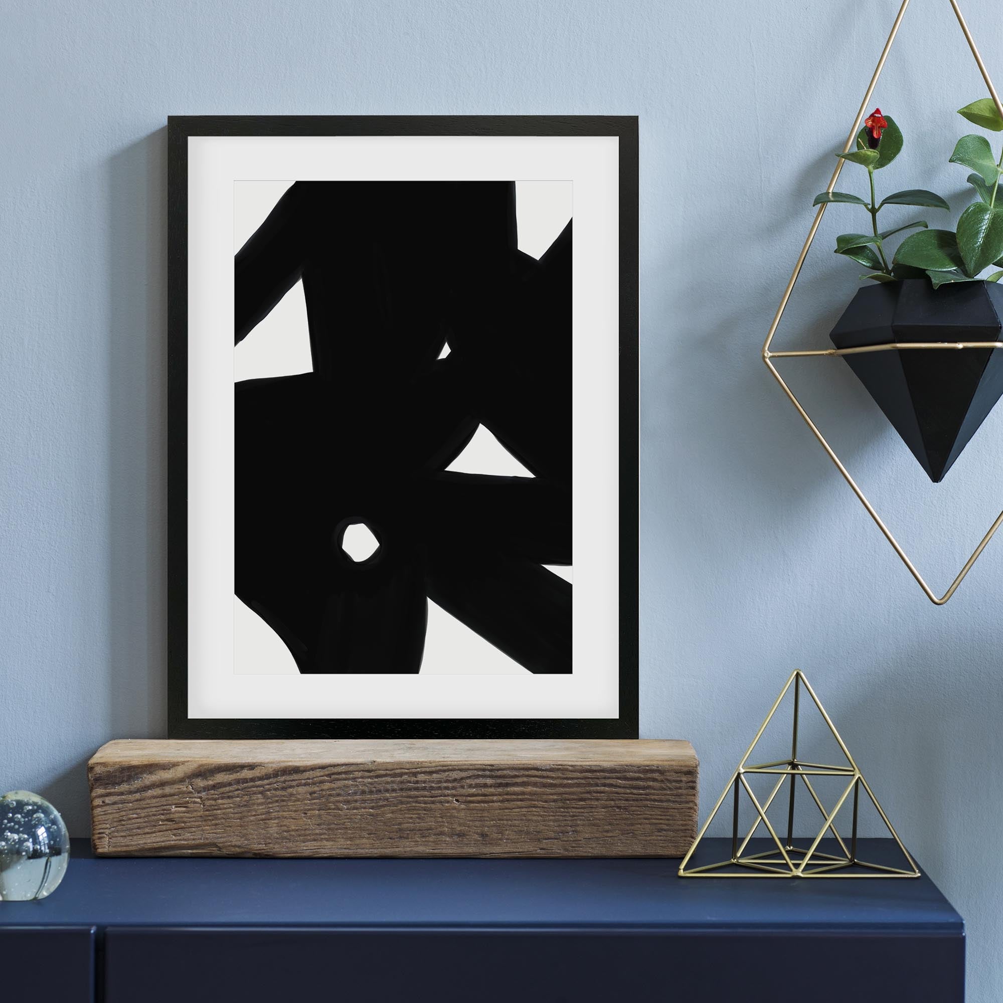 Black Abstract Lines Framed Art