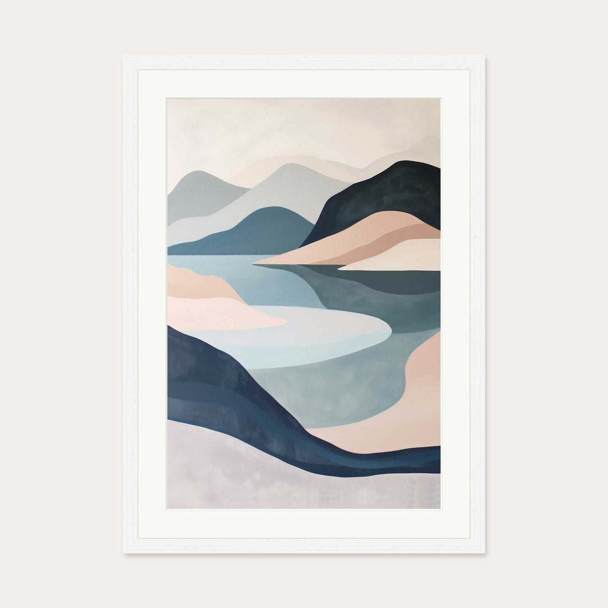 Mountain Range Wall Art — 50 x 70 cm — White Frame