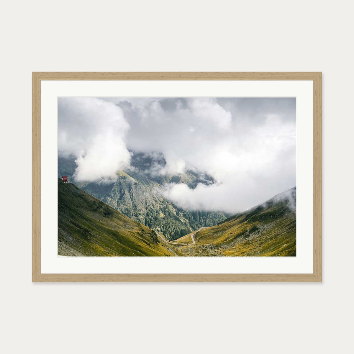 Mountain Range Wall Art Print — 50 x 70 cm — Oak Frame