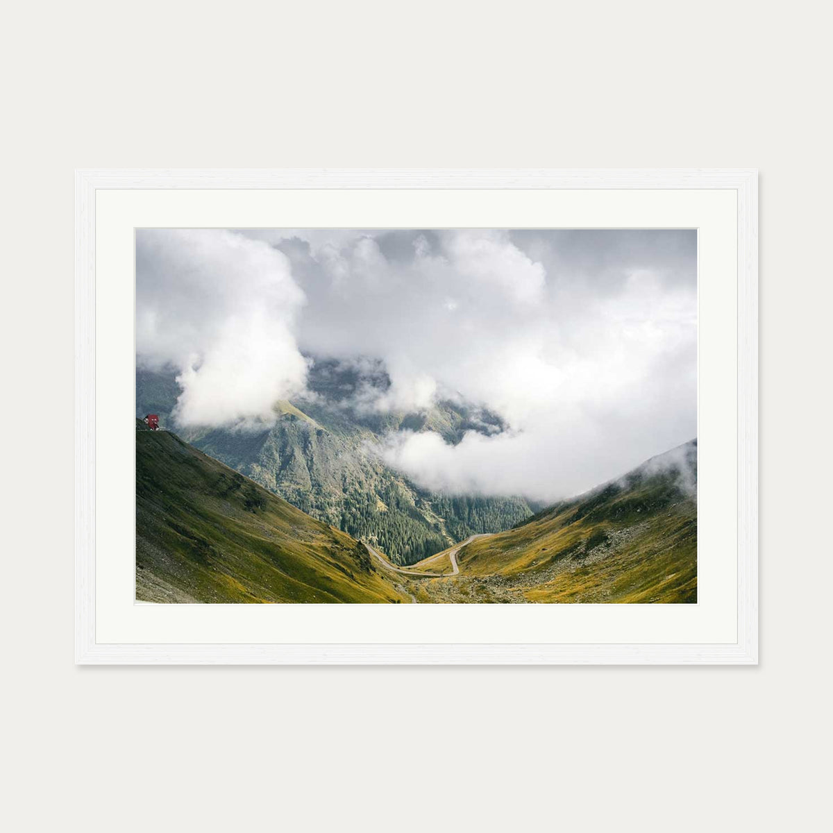 Mountain Range Wall Art Print — 50 x 70 cm — White Frame