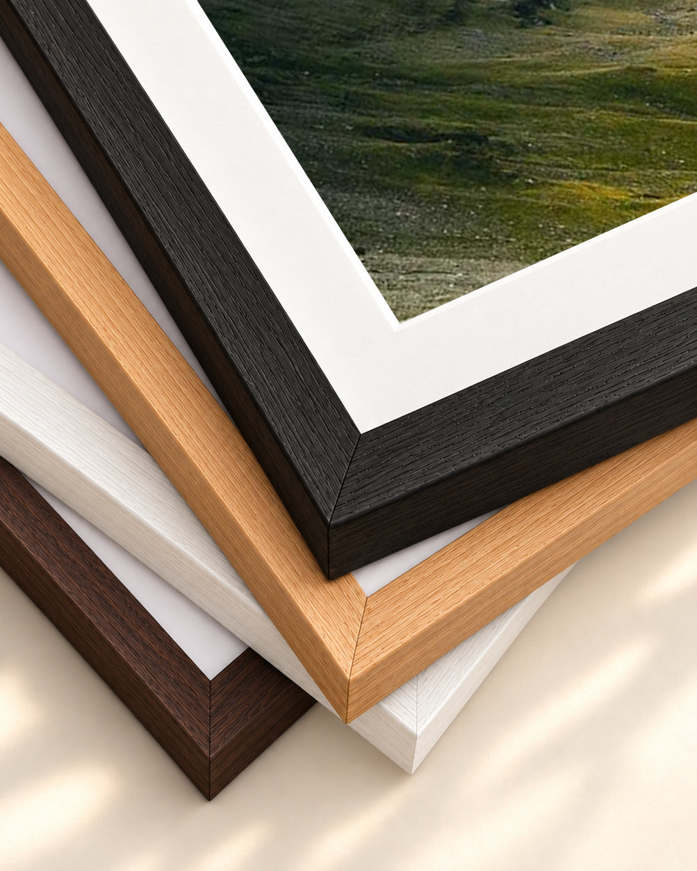 Mountain Range Wall Art Print — framed print corner with 5 cm mount and bevel