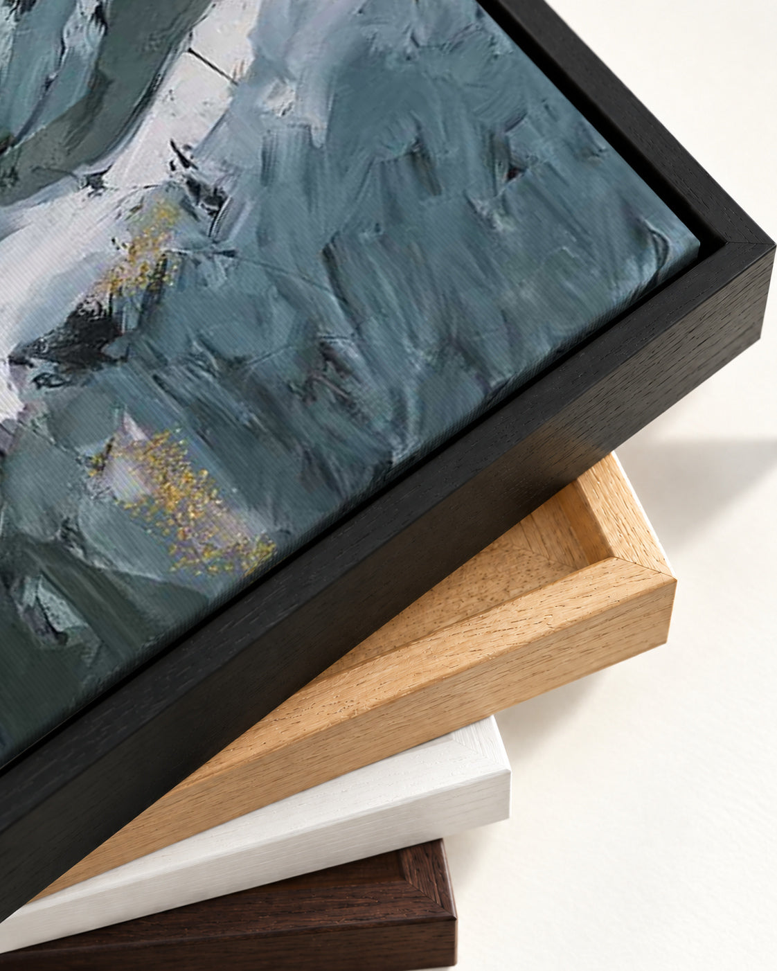 Muddy Waters Canvas Art — framed canvas corner and wrapped canvas detail