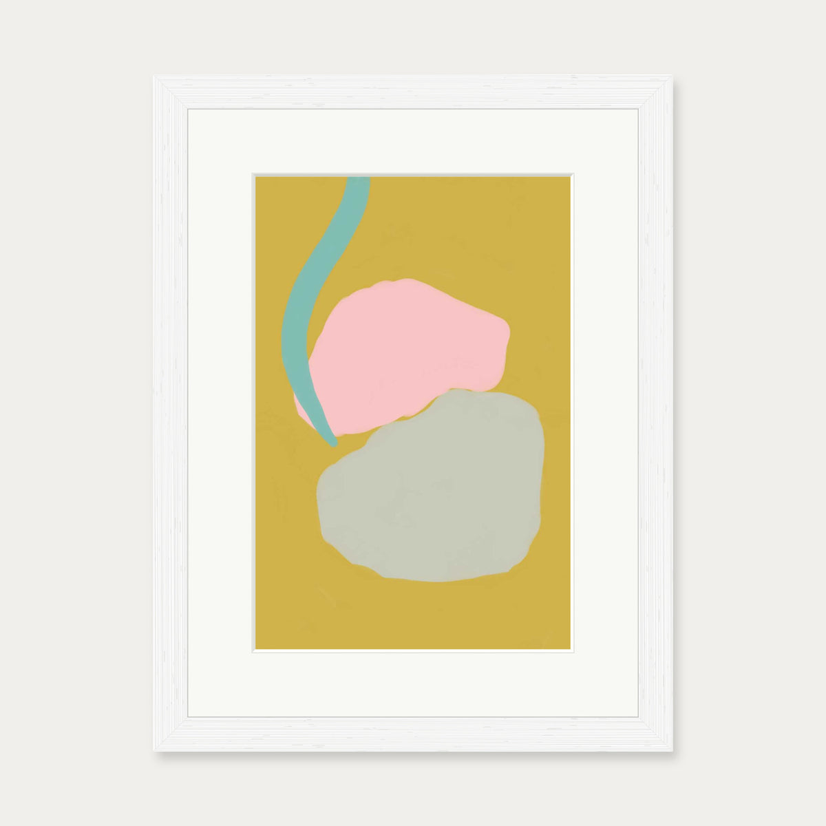 Mustard Abstract Shapes Art Print — 30 x 40 cm — White Frame