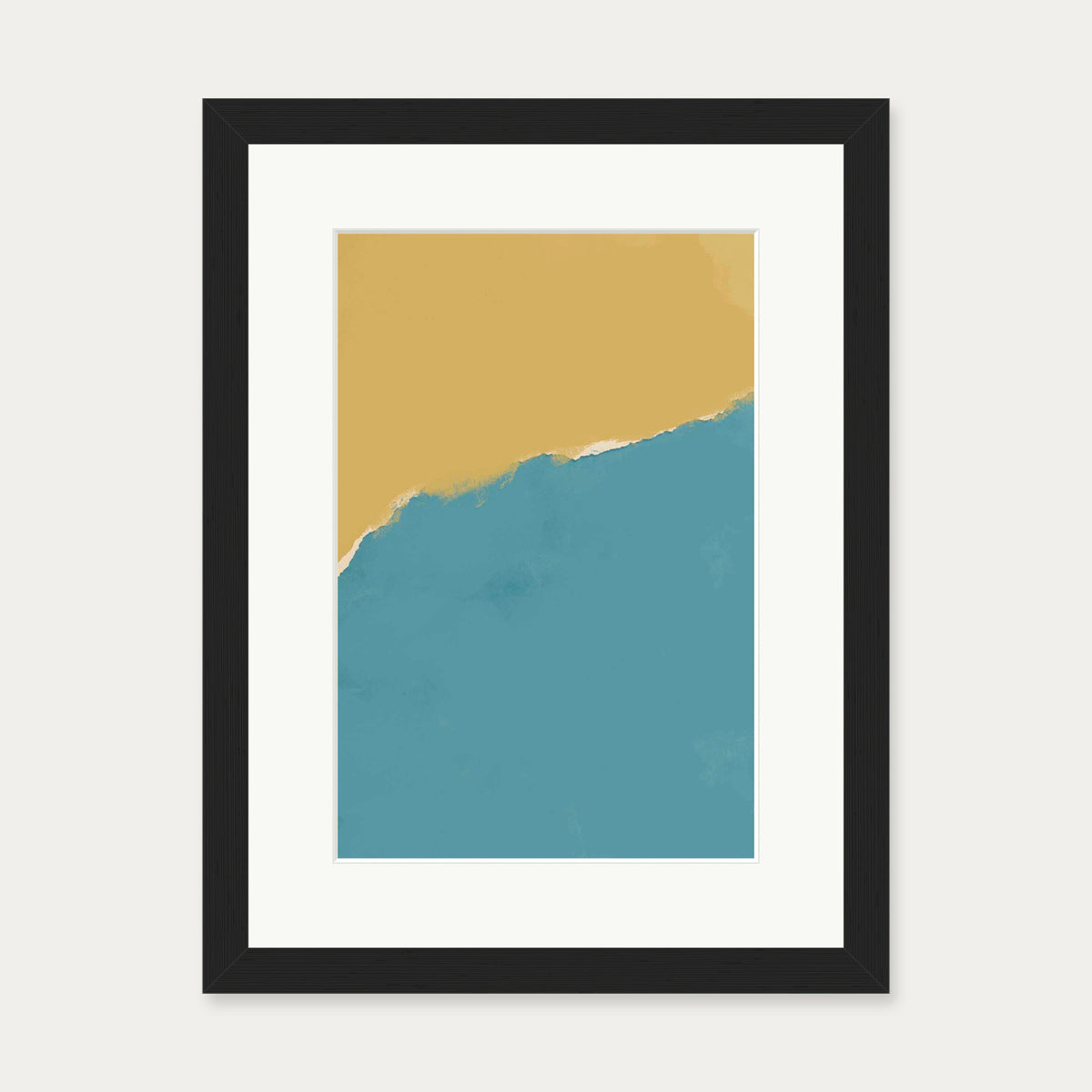 Mustard and Teal Two-Tone Art Print — 30 x 40 cm — Black Frame