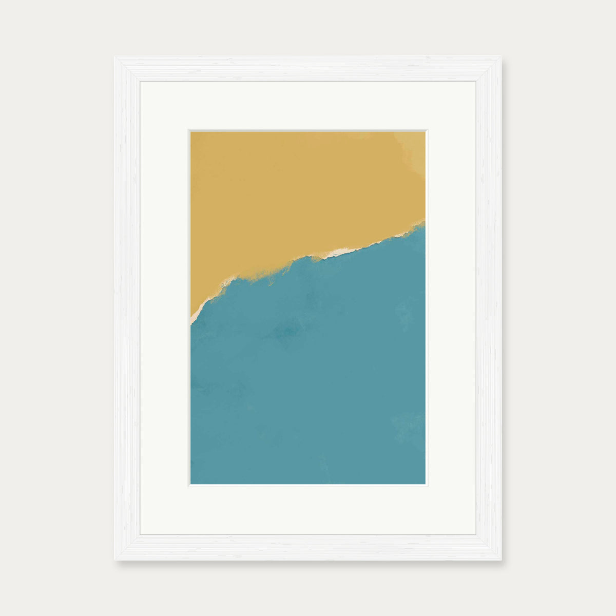 Mustard and Teal Two-Tone Art Print — 30 x 40 cm — White Frame