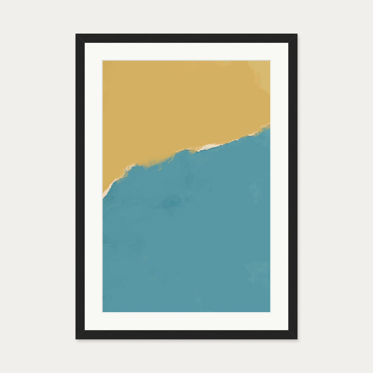 Mustard and Teal Two-Tone Art Print — 50 x 70 cm — Black Frame