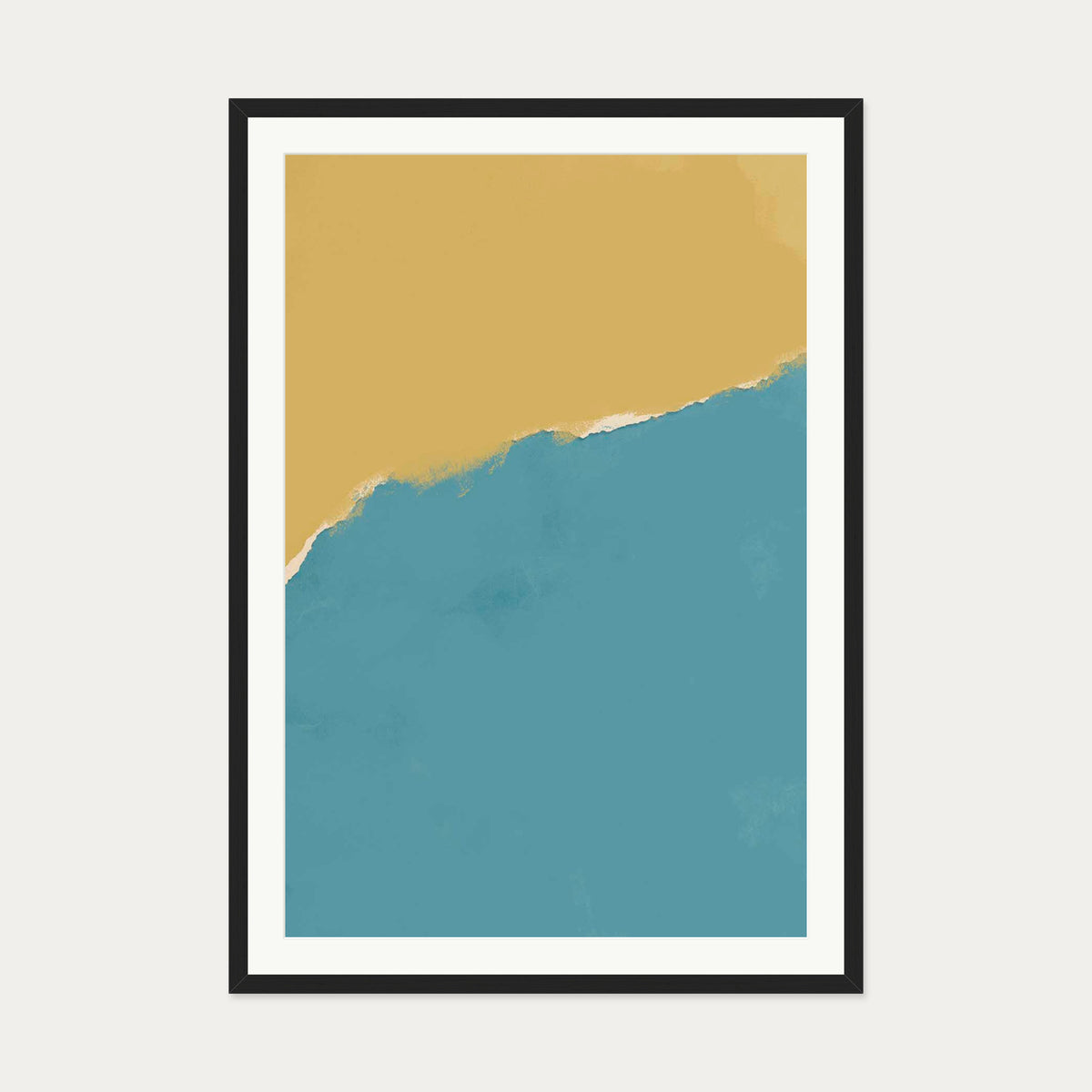 Mustard and Teal Two-Tone Art Print — 70 x 100 cm — Black Frame