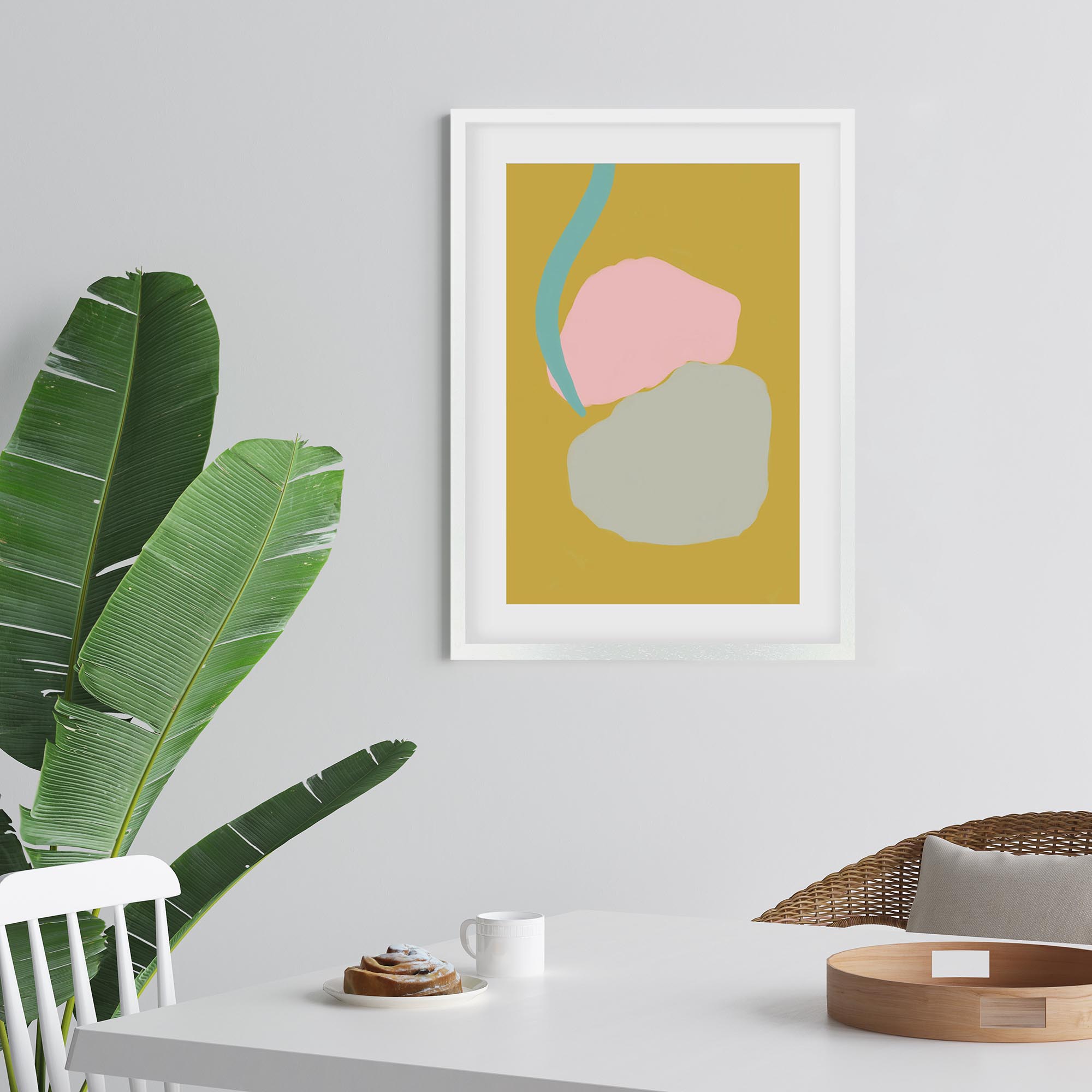 Mustard Abstract Shapes Framed Art