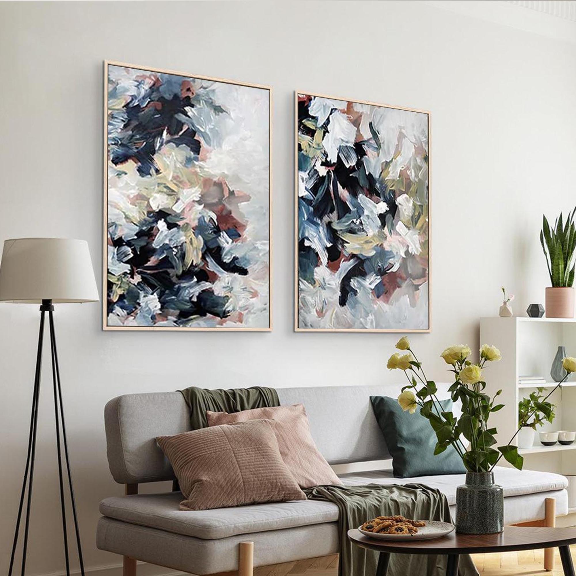 Abstract Blush River Canvas Set Of 2-framed-Canvas Set Of 2-Abstract House