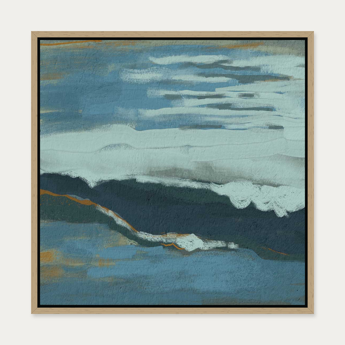 Muted Blue Dusk Canvas Art — 50 x 50 cm — Oak Frame
