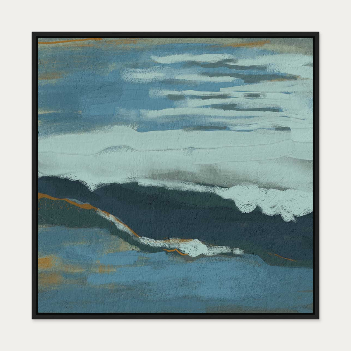 Muted Blue Dusk Canvas Art — 70 x 70 cm — Black Frame