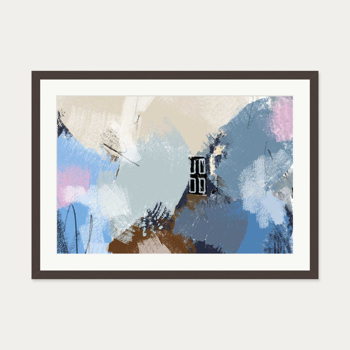 Muted Blush Layers Art Print — 50 x 70 cm — Brown Frame