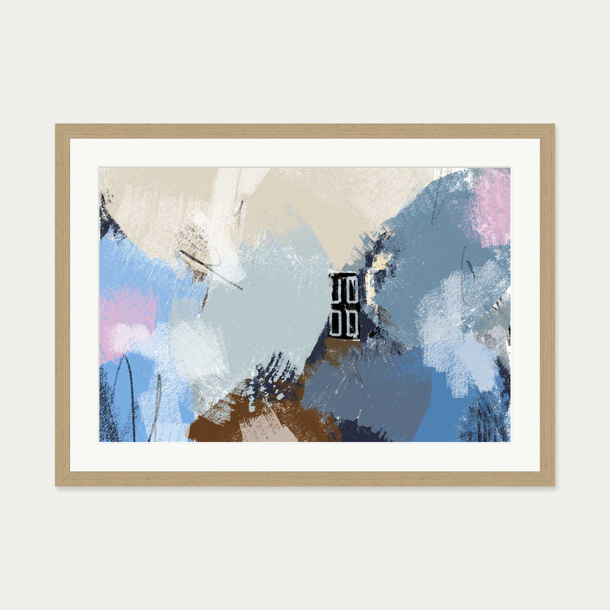 Muted Blush Layers Art Print — 50 x 70 cm — Oak Frame