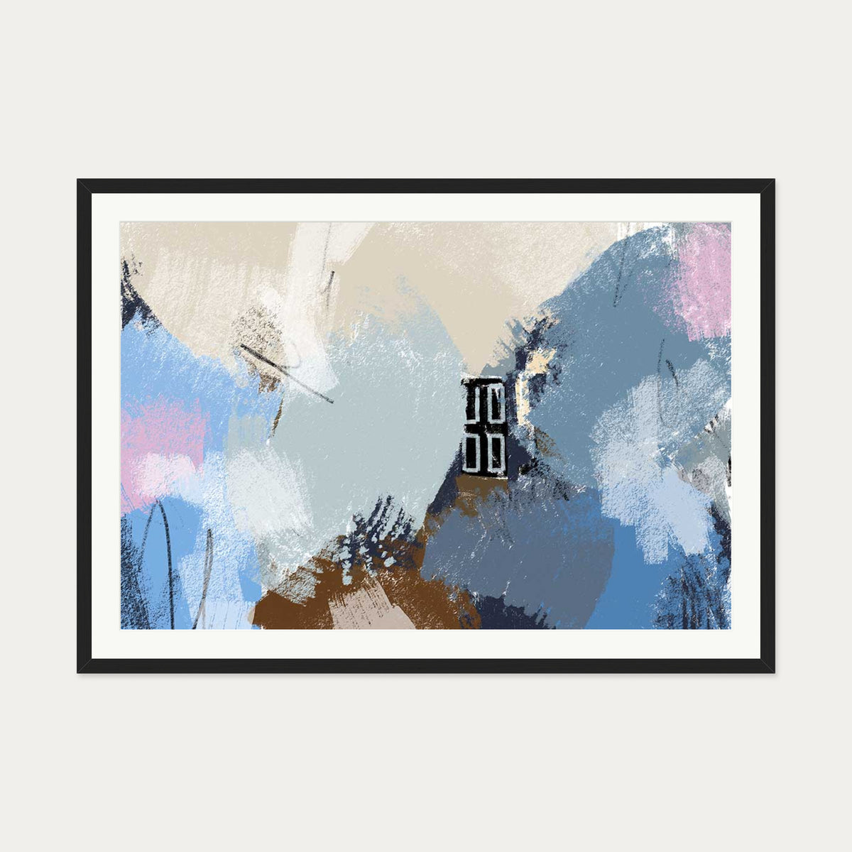 Muted Blush Layers Art Print — 70 x 100 cm — Black Frame