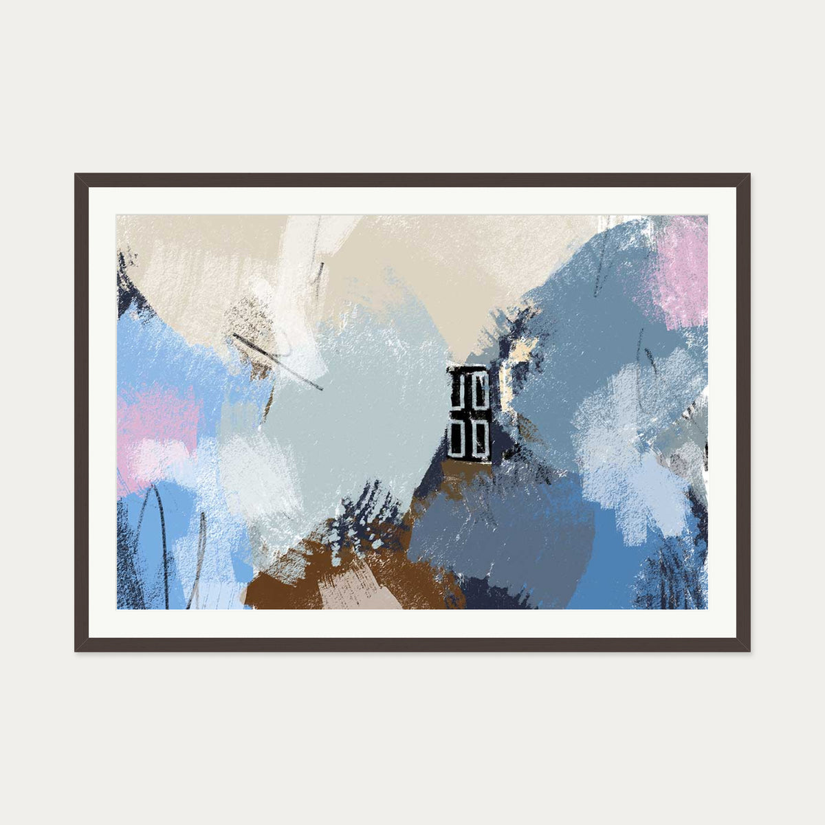 Muted Blush Layers Art Print — 70 x 100 cm — Brown Frame